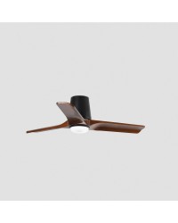 33837-1TW Ventilador de techo de plafón con luz LED CCT negro y 3 palas madera pino, DC, modelo Heywood Tub S de Faro
