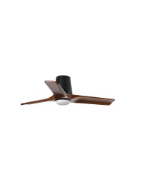 33837-1TW Ventilador de techo de plafón con luz LED CCT negro y 3 palas madera pino, DC, modelo Heywood Tub S de Faro