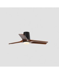 33837-1TW Ventilador de techo de plafón con luz LED CCT negro y 3 palas madera pino, DC, modelo Heywood Tub S de Faro