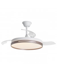 11815 Ventilador de techo con luz LED CCT blanco y café, motor DC, 3 palas modelo Togo de Alemar