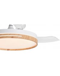 11817 Ventilador de techo con luz LED CCT blanco y madera, motor DC, 3 palas modelo Togo de Alemar