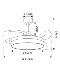 11568 Ventilador de techo con luz LED CCT blanco, motor DC, 5 palas, diámetro Ø60cm, modelo Henry XXL de Alemar
