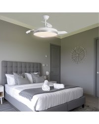 11822 Ventilador de techo con luz LED CCT blanco y plata, motor DC, 3 palas, diámetro Ø40cm, modelo Mini Togo de Alemar