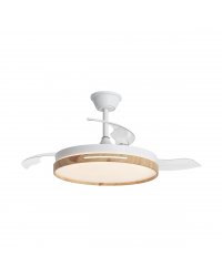 11823 Ventilador de techo con luz LED CCT blanco y madera, motor DC, 3 palas, diámetro Ø40cm, modelo Mini Togo de Alemar
