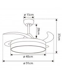 11823 Ventilador de techo con luz LED CCT blanco y madera, motor DC, 3 palas, diámetro Ø40cm, modelo Mini Togo de Alemar
