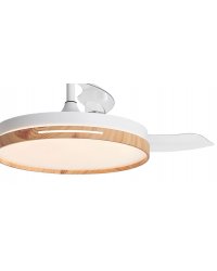 11823 Ventilador de techo con luz LED CCT blanco y madera, motor DC, 3 palas, diámetro Ø40cm, modelo Mini Togo de Alemar