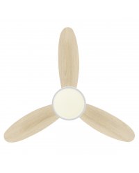 11563 Ventilador de techo con luz LED CCT blanco y madera DC, diámetro Ø107cm, 3 palas modelo Mahón de Alemar