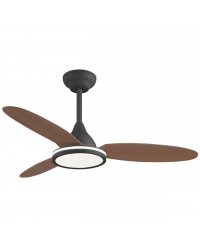 11564 Ventilador de techo con luz LED CCT blanco y madera oscura DC, diámetro Ø107cm, 3 palas modelo Mahón de Alemar