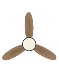 11564 Ventilador de techo con luz LED CCT blanco y madera oscura DC, diámetro Ø107cm, 3 palas modelo Mahón de Alemar