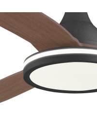 11564 Ventilador de techo con luz LED CCT blanco y madera oscura DC, diámetro Ø107cm, 3 palas modelo Mahón de Alemar