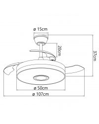 11828 Ventilador de techo con luz LED RGB CCT negro, motor DC, 3 palas retráctiles, modelo Enio de Alemar