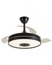 11828 Ventilador de techo con luz LED RGB CCT negro, motor DC, 3 palas retráctiles, modelo Enio de Alemar