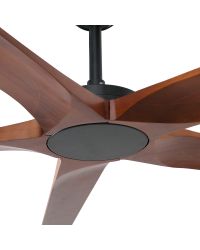 34192WT Ventilador de techo sin luz WIFI TUYA extra grande negro y 5 palas de madera en nogal, DC, modelo Bigwood de Faro