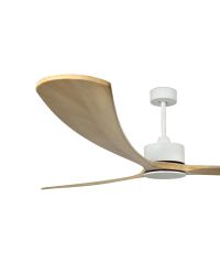 34201AWT Ventilador de techo sin luz extra largo blanco y 3 palas pino DC Wifi AP Tuya, Kauai de Faro Barcelona