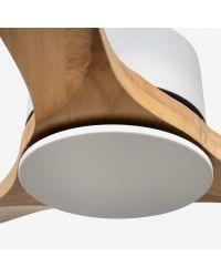 34201AWT Ventilador de techo sin luz extra largo blanco y 3 palas pino DC Wifi AP Tuya, Kauai de Faro Barcelona