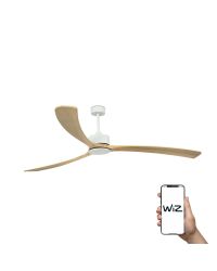 34201AWW Ventilador de techo sin luz extra largo blanco y 3 palas pino DC Wifi AP WIZ, Kauai de Faro Barcelona