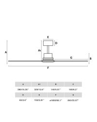 33504DCWW Ventilador de techo sin luz, Sistema Smart APP WIZ motor DC cuerpo níquel y 3 palas pino modelo Lantau de Faro