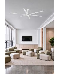 34206-130 Ventilador de techo con luz LED 32W 3000K blanco mate, 6 palas, motor DC, diámetro 250cm, modelo Rotterdam 25 de Faro
