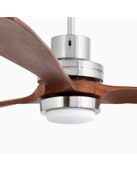 33464DCWT Ventilador de techo sin luz  níquel y 3 palas nogal,  DC Smart APP TUYA modelo Lantau de Faro Barcelona