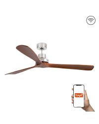 33464DCWT Ventilador de techo sin luz  níquel y 3 palas nogal,  DC Smart APP TUYA modelo Lantau de Faro Barcelona