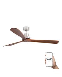 33464DCWW Ventilador de techo sin luz  níquel y 3 palas nogal,  DC Smart APP WIZ modelo Lantau de Faro Barcelona
