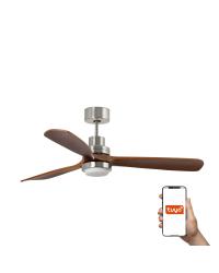 33463DCWT Ventilador de techo con luz  níquel y 3 palas nogal,  DC Smart APP TUYA modelo Lantau de Faro Barcelona