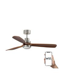 33463DCWW Ventilador de techo con luz  níquel y 3 palas nogal,  DC Smart APP WIZ modelo Lantau de Faro Barcelona