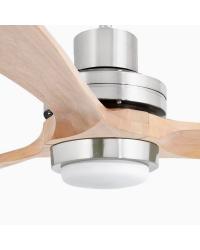 33505DCWW Ventilador de techo con luz  níquel y 3 palas pino,  DC Smart APP WIZ modelo Lantau de Faro Barcelona