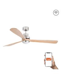 33505DCWT Ventilador de techo con luz  níquel y 3 palas pino,  DC Smart APP TUYA modelo Lantau de Faro Barcelona