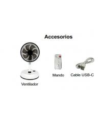 93.048/B Ventilador portátil extensible y oscilante blanco recargable USB-C, plegable de Electro DH
