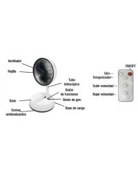 93.048/B Ventilador portátil extensible y oscilante blanco recargable USB-C, plegable de Electro DH