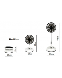 93.048/B Ventilador portátil extensible y oscilante blanco recargable USB-C, plegable de Electro DH