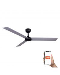 34287WT Ventilador de techo sin luz negro mate extra grande, 3 palas aluminio, DC, Smart APP TUYA, modelo Cruiser de Faro