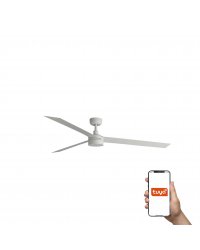 34292WT-1TW Ventilador de techo Cruiser con luz LED CTT Smart APP TUYA blanco mate y 3 palas, extra grande, DC de Faro