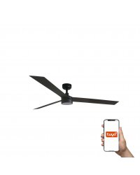 34293WT-1TW Ventilador de techo Cruiser con luz LED CTT Smart APP TUYA negro mate y 3 palas, extra grande, DC de Faro