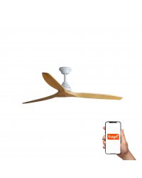 33728DCWT Ventilador de techo sin luz blanco y 3 palas madera arce, motor DC, Sistema Smart APP TUYA, modelo Alo de Faro
