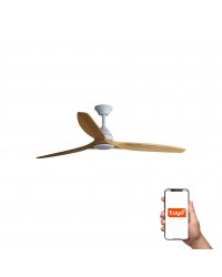 33727DCWT Ventilador de techo con luz blanco y 3 palas madera arce, motor DC, APP TUYA, modelo Alo de Faro