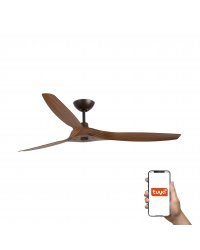 33511WT Ventilador de techo sin luz Morea marrón oscuro y 3 palas nogal oscuro, DC, Smart APP Tuya de Faro