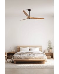33519WT Ventilador de techo sin luz Morea marrón oscuro y 3 palas arce, DC, Smart APP Tuya de Faro