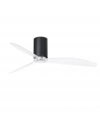 32040 Ventilador de techo sin luz cuerpo negro brillo y 3 palas transparentes, DC mimi tube de Faro Barcelona