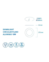 DOW-295 ATMOSS Downlight Circular Led Aluminio 12W 5000K 780LM