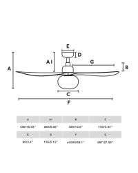 34360WT1B Ventilador de techo con luz y WIFI, marrón, DC, exterior, 3 palas roble, modelo Outwood de Faro