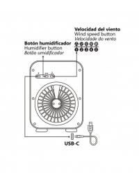 16049 mini ventilador con humidificador portátil arena modelo bruma de Alemar