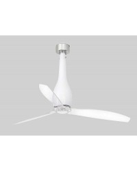 32001 Ventilador de techo sin luz acero y blanco mate y 3 palas transparente, DC Eterfan de Faro Barcelona