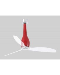 32005 Ventilador de techo sin luz acero y rojo brillo  y 3 palas transparentes, DC Eterfan de Faro Barcelona