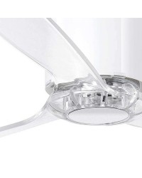 32038 Ventilador de techo sin luz cuerpo blanco brillo y 3 palas transparentes, DC mimi tube de Faro Barcelona