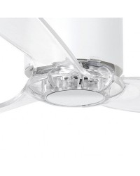 32039 Ventilador de techo sin luz cuerpo blanco mate y 3 palas transparentes, DC mimi tube de Faro Barcelona