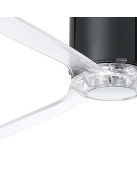 32040 Ventilador de techo sin luz cuerpo negro brillo y 3 palas transparentes, DC mimi tube de Faro Barcelona