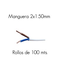Manguera Redonda Blanca 2X1.5 H05VV-F Rollo De 100 MTS
