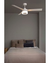 33460 Ventilador de techo con luz y tres palas reversibles blanco y arce modelo Ice de Faro Barcelona
